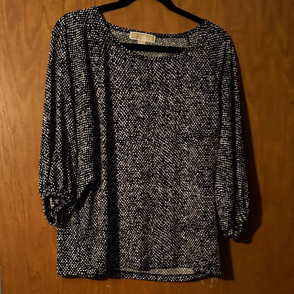 Michael Kors Black and White Patterned Blouse